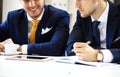 Two confident businessmen networking Royalty Free Stock Photo