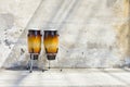 Two congas in front of a vintage wall Royalty Free Stock Photo