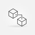 Two Connected Blocks - Blockchain Technology linear vector concept icon Royalty Free Stock Photo