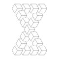 Two connected impossible triangles. 3D cubes arranged as geometric optical illusion. Reutersvard loop. Vector Royalty Free Stock Photo