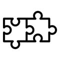 Two connected puzzles icon, outline style
