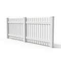 Two Sections of White Picket Fence on a White Background white fence garden fence Royalty Free Stock Photo