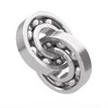 Two Connected Shiny Chrome Steel Ball Bearings. 3d Rendering Royalty Free Stock Photo