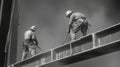 Two Construction Workers on a Steel Beam Royalty Free Stock Photo