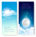 Two contrasting sky banners - Day and Night. Royalty Free Stock Photo