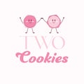 Two cookies vector logo design. Cartoon cooky illustration.