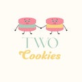 Two cookies vector logo design. Cartoon cooky illustration.