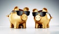 Two cool golden piggy banks