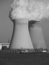 Two cooling towers of a nuclear power plant. Royalty Free Stock Photo