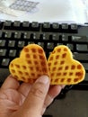 Two cooloes heart love yellow breakfast office morning