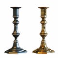 Two copper candlesticks isolated on white background Royalty Free Stock Photo