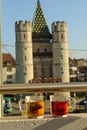 Two cops of tea in front of Spalentor gate at Basel in Switzerland