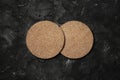 Two cork beer coasters Royalty Free Stock Photo