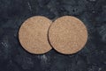 Two cork beer coasters Royalty Free Stock Photo