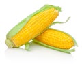 Two corn cob isolated on white background Royalty Free Stock Photo