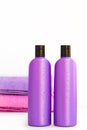 Two cosmetic bottles on isolated background Royalty Free Stock Photo