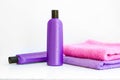 Two cosmetic bottles on isolated background Royalty Free Stock Photo