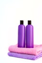 Two cosmetic bottles on isolated background Royalty Free Stock Photo