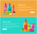 Two Cosmetic Skin Care Cards Vector Illustration Royalty Free Stock Photo