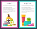 Two Cosmetic Skin Care Posters Cute Glitter Vials