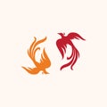 Two couple dancing phoenix vector logo design template Royalty Free Stock Photo