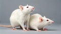 Two or a couple of white rats or mice on Clean Neutral Background Royalty Free Stock Photo