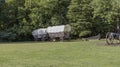 Old covered wagons on a farm Royalty Free Stock Photo