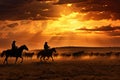 Two cowboys during the distillation of the herd.