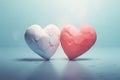 Two cracked hearts symbolizing fragile love . Valentines day Royalty Free Stock Photo