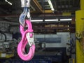 Two crane hooks in the factory