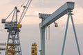 Two Cranes at a Shipyard Royalty Free Stock Photo