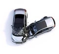 Two Crashed cars in an accident. Top view. Generative A.I Royalty Free Stock Photo