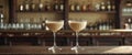 Two Creamy Drinks In Wine Glasses In Vintage Bar Royalty Free Stock Photo