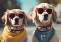 two created technology colourful aring sunglasses clothes collar cute dogs illustration generative ai dog necklace fashion style