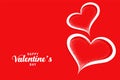 Two creative hearts valentines day red background