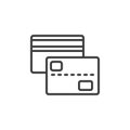 Two credit cards line icon