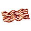 Two crispy bacon strips illustration on transparent background AI Generated Royalty Free Stock Photo
