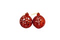 Two cristmas red new year balls on white background Royalty Free Stock Photo