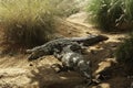 Two Crocodiles resting in the national park Royalty Free Stock Photo