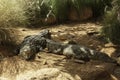 Two Crocodiles resting in the national park