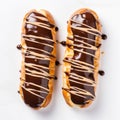 Elongated French Doughnuts With Chocolate Drizzle