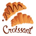 Two croissants, drops of cream and an inscription