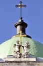 Two cross and angel on Saint Catherine basilicas in Saint Petersburg