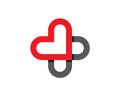 Cross health symbol made of hearth liver