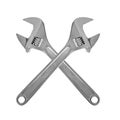 Two crossed adjustable spanner. Isolated Royalty Free Stock Photo