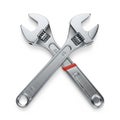 Two Crossed Adjustable Wrenches on a White Background tools hardware Royalty Free Stock Photo