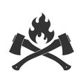 Two crossed axe and fire graphic icon Royalty Free Stock Photo