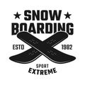 Two crossed boards emblem for snowboarding club