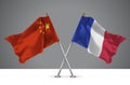 Two Crossed Flags of China and France