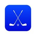 Two crossed golf clubs and ball icon digital blue Royalty Free Stock Photo